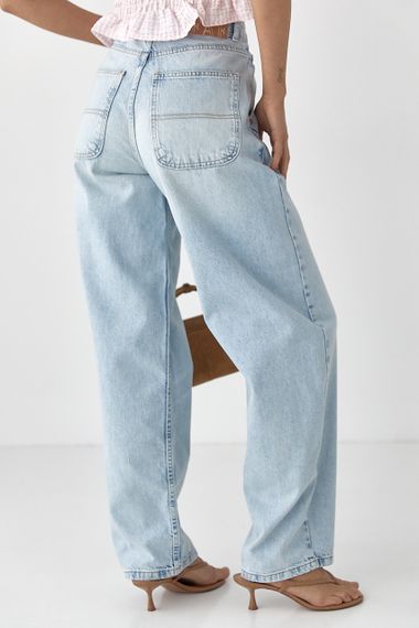 Однотонні джинси Baggy - блакитний цвет, 40р (є розміри) | Зображення 1