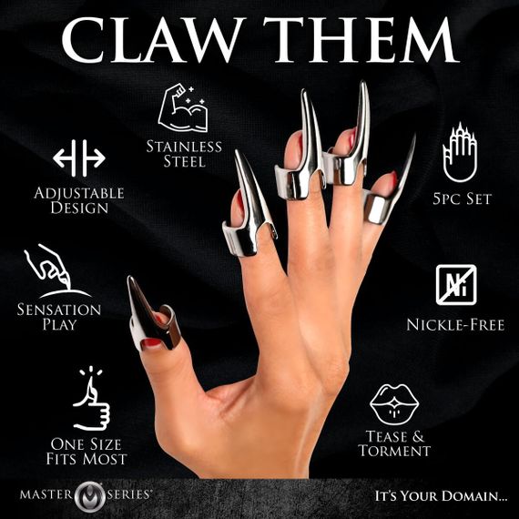 Набір кілець з кігтями Master Series Five-Piece Sensation Claw Rings - Silver | Зображення 7