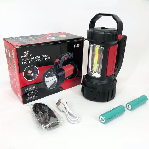 Ручной аккумуляторный фонарь T80C-5W+COB (white/red) с функцией Power Bank. Цвет: красный | Зображення 1
