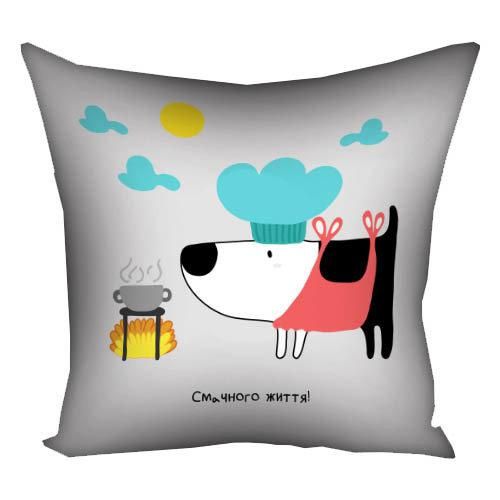 Подушка габардинова з принтом Смачного життя! 40x40 (4P_DOG032)