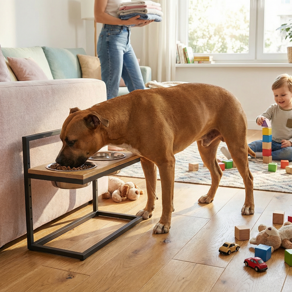 Миски на регулируемой подставке для больших собак Hollky Flex L (2 × 1.8 л) FL-502850-GRNT | Зображення 1