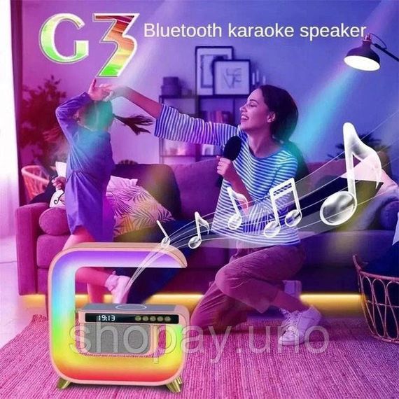 Настільна лампа з колонкою RGB G3, Лампа з вбудованою бездротовою зарядкою, Зарядна станція нічник HF-57 | Зображення 3