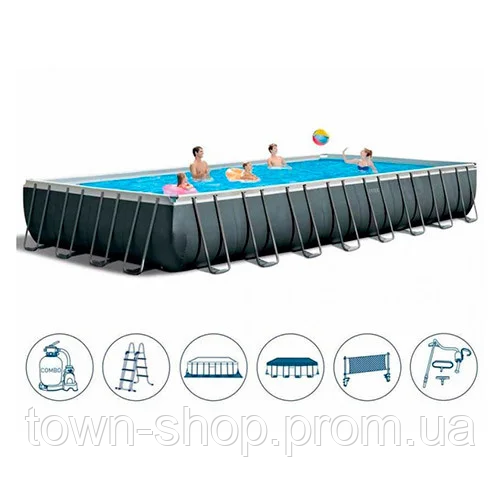 Бассейн каркасный "PREMIUM POOL" INTEX 26378 фильтр-насос, лестница, подстилка, тент | Зображення 2