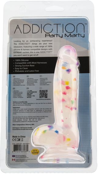 Фалоімітатор з конфетті ADDICTION - PARTY MARTY 7.5″ - FROST & CONFETTI, 19 см, силікон | Зображення 5