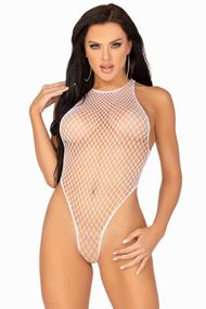 Сексуальне боді сітчасте Leg Avenue Net snap crotch tank bodysuit, Білий, Весільна білизна, One Size, ONE SIZE
