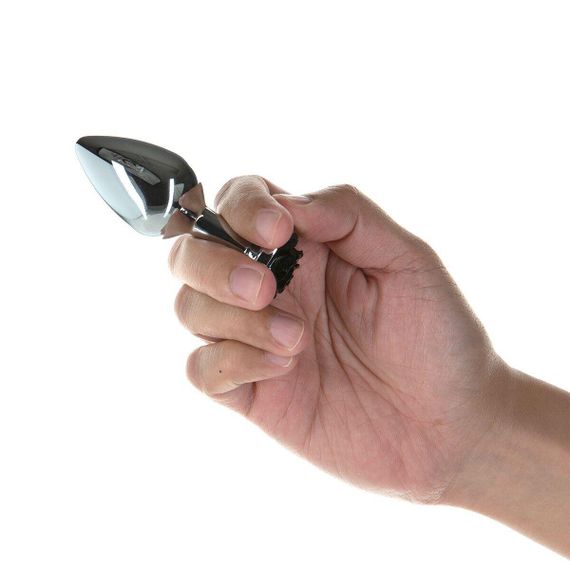 Металева анальна пробка Lux Active з трояндою - Rose Anal Plug - Black, віброкуля в подарунок sexstyle | Зображення 2