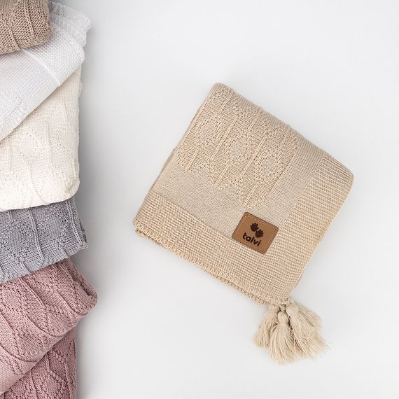 Дитячий плед демісезонний з китицями молочний 80*90 | Зображення 4