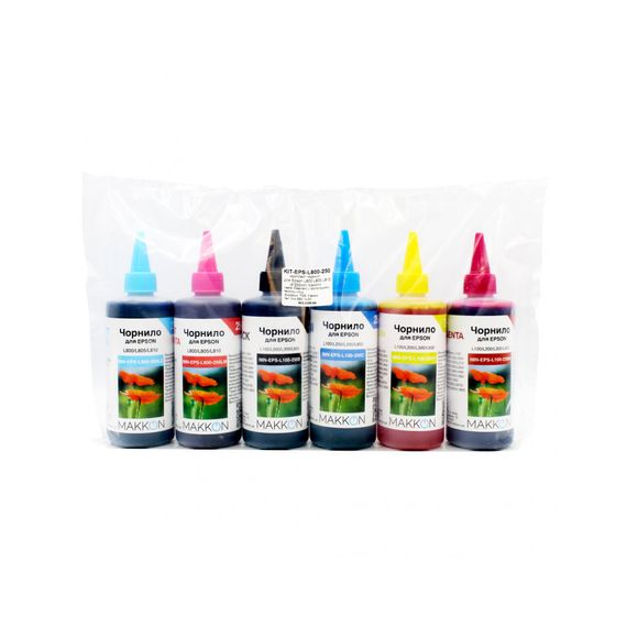 Чорнило Makkon для Epson L800/L805/L810, 6*250мл (KIT-EPS-L800-250) | Зображення 1