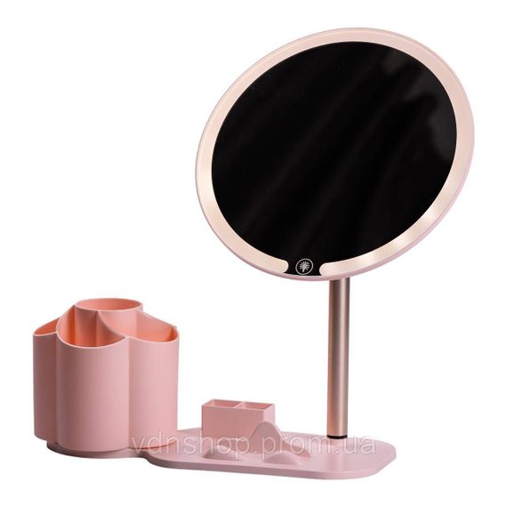 Зеркало для макияжа с подсветкой круглое настольное Ø21 см с подставкой Розовое HP-10-9AP | Зображення 7