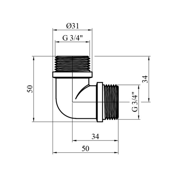 Кутник Karro 3/4" ЗЗ нікельований KR-3212 | Зображення 1