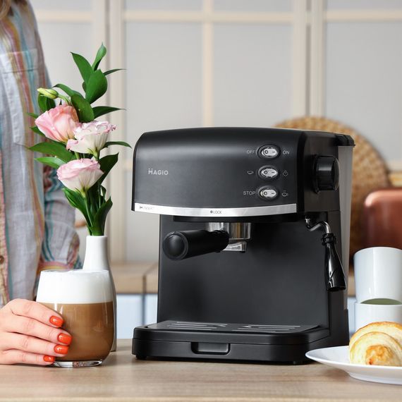Кофеварка рожковая Magio MG-963, 15 бар для эспрессо и капучино, кофемашина для дома | Зображення 4