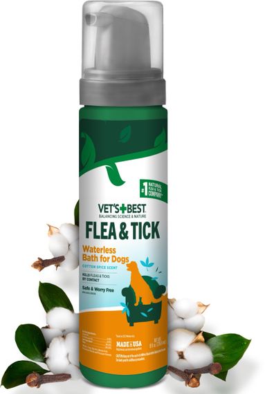 Піна від бліх та кліщів для собак Vet's Best Flea & Tick Waterless Dog Bath Cottonspice, 236 мл | Зображення 1