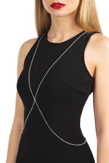 Серебристая цепочка для бюста Bijoux Pour Toi – Elena Silver со стразами Sex Aura