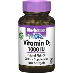 Витамин D Bluebonnet Nutrition Vitamin D3 1000IU 100 Softgels BLB0308