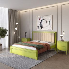 Полуторне дерев&#039;яне ліжко Mebigrand Торонто Т1 Лайм/Аляска 23 (бежевий) 120х190 см (MBG-7327)