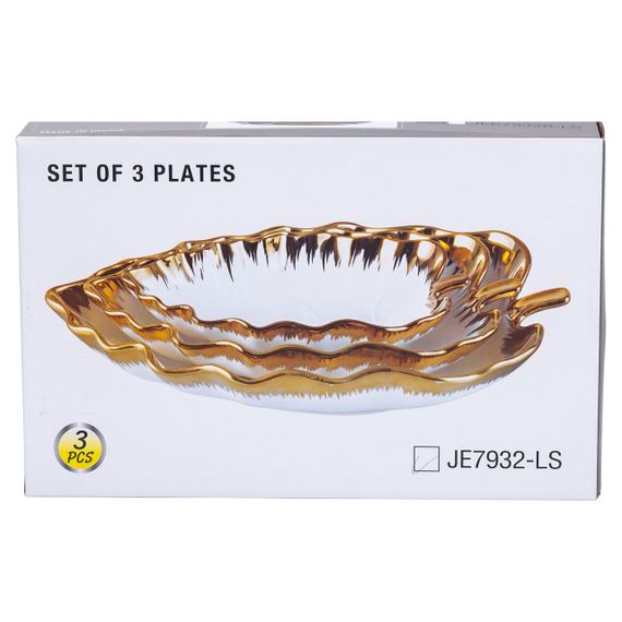 Набір порцелянових страв для сервірування столу 3 (шт) у формі листа Золотистий HP-26-10 | Зображення 6