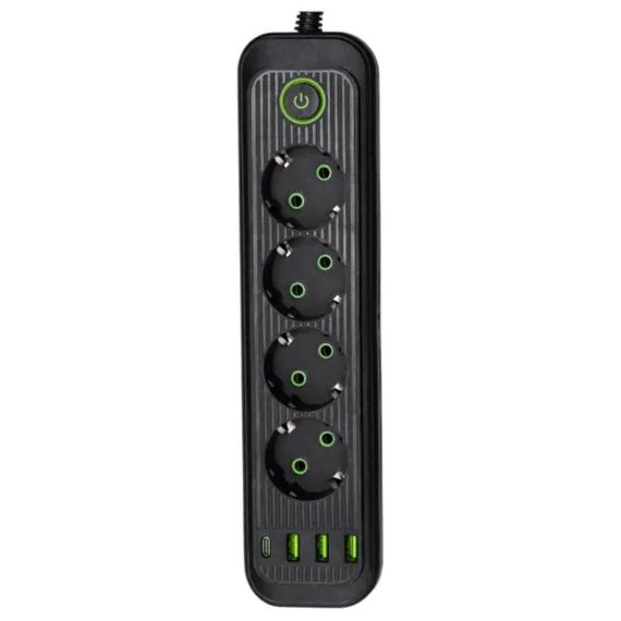 Мережевий фільтр-подовжувач 5 розеток 3xUSB-A 1xUSB-C 5м чорний HP-5-40