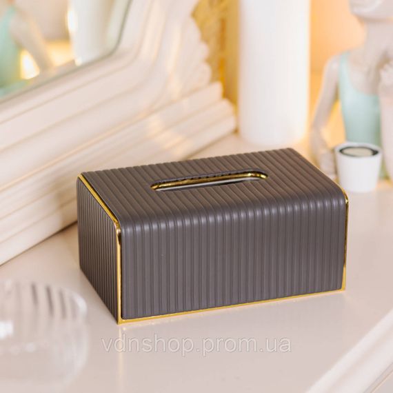 Салфетница из эко кожи 21.5х13х9 см органайзер для кафе и ресторанов Серый HP-3-203G | Зображення 3