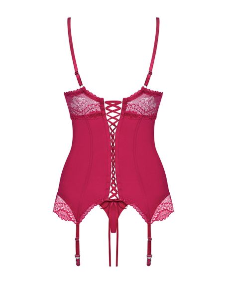 Корсет і стринги Obsessive Rosalyne corset Бордовий S/M | Зображення 7