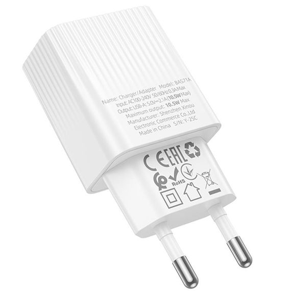МЗП Borofone BAS71A Source 2.1A (1USB-A) White | Зображення 2