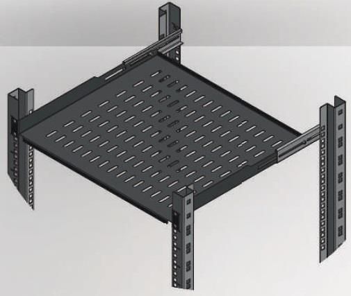 Полка MIRSAN регулируемая 19" 1U 350-440,  RAL 9005 (MR.HRM1U35.01)
