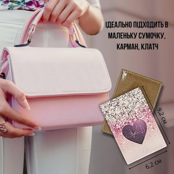 Обкладинка для ID-паспорта / прав / пластикових карт Рожеві сердечка | Зображення 3