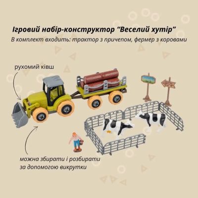 Ігровий набір Otamanko Веселий хутір (трактор із причепом для колод, фермер із коровами) (8806) | Зображення 8