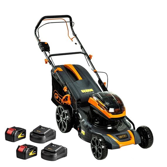 Газонокосарка акумуляторна самохідна GTM BLM48H-SP KIT (48 см, 30-80 мм, 70 л, BL, 18+18 В, комплект)