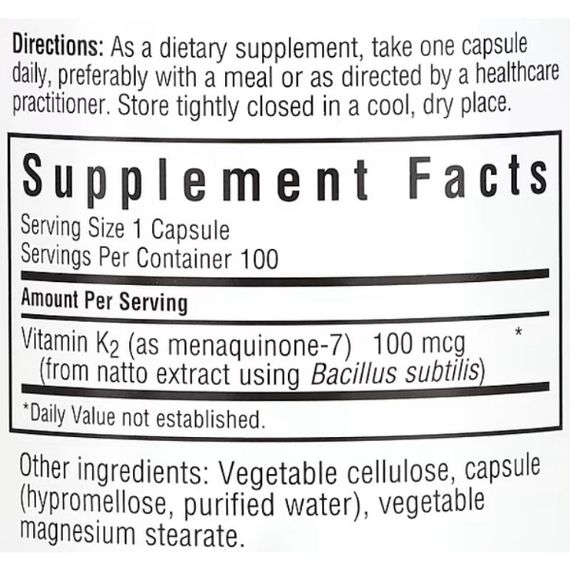 Витамин K Bluebonnet Nutrition Vitamin К2 100 mcg 100 Caps | Зображення 1