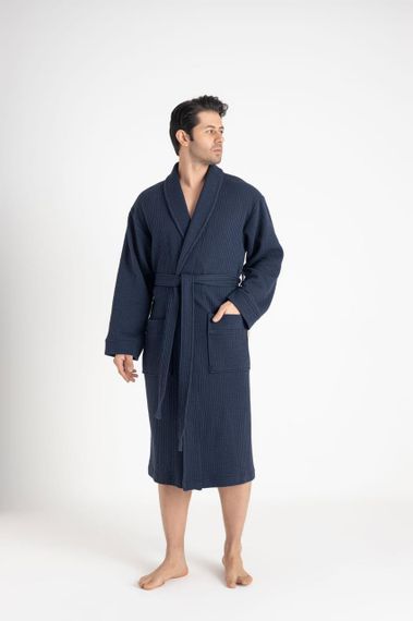 Чоловічий мусліновий халат Nusa 24670 синій 4XL | Зображення 5