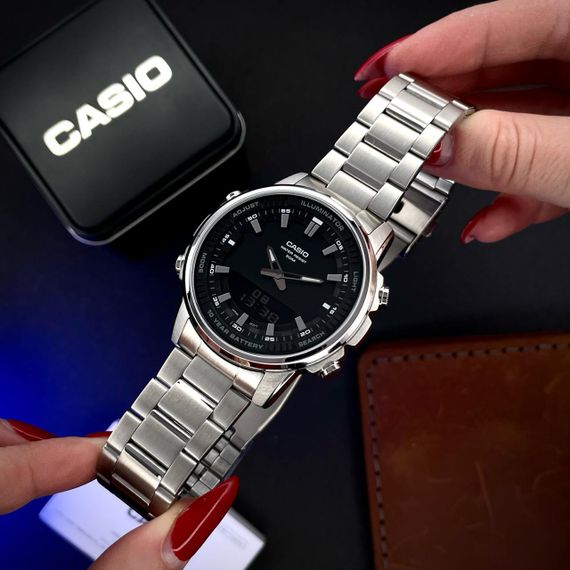 Класичний Чоловічий годинник Casio AMW-880D-1A стальний, водонепроникний, Японія | Зображення 4