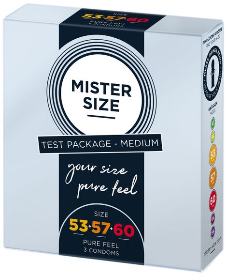 Набір презервативів Mister Size - pure feel - 53–57–60 (3 condoms), 3 розміри, товщина 0,05 мм | Зображення 1