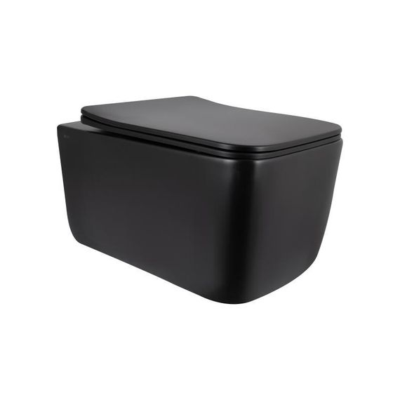 Унітаз підвісний Qtap Gemini Ultra Quiet 485×340×350 мм, Matt Black, з сидінням Slim Duroplast / Soft-close / Quick Release