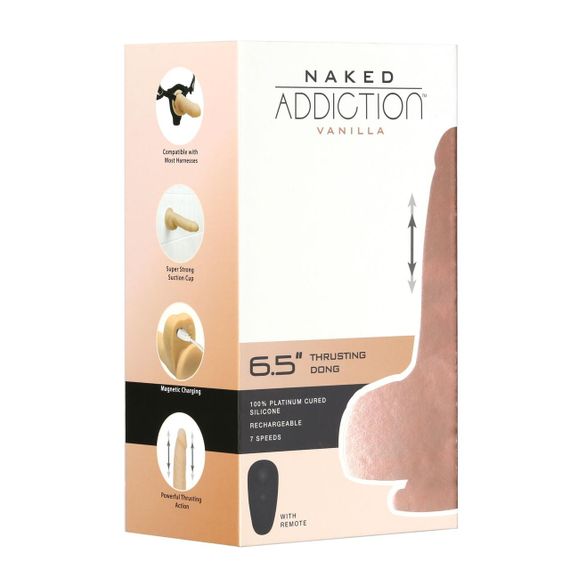 Фалоімітатор-пульсатор Naked Addiction 6.5″ Thrusting Dong With Remote, рухи вперед-назад, пульт ДК Sex Aura | Зображення 8