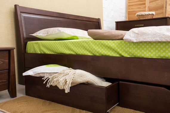 Ліжко двоспальне дерев'яне Сіті з ящиками 160х200, колір світлий горіх | Зображення 3
