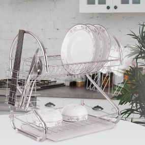 Сушарка для посуду 2 яруси нержавіюча сталь 40,5x25x37,5см