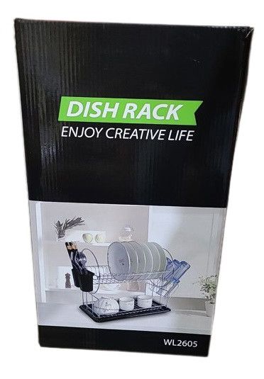 Сушарка для посуду Dish Rack WL-2605 сушка двоярусна з піддоном та відсіком для приладів | Зображення 4