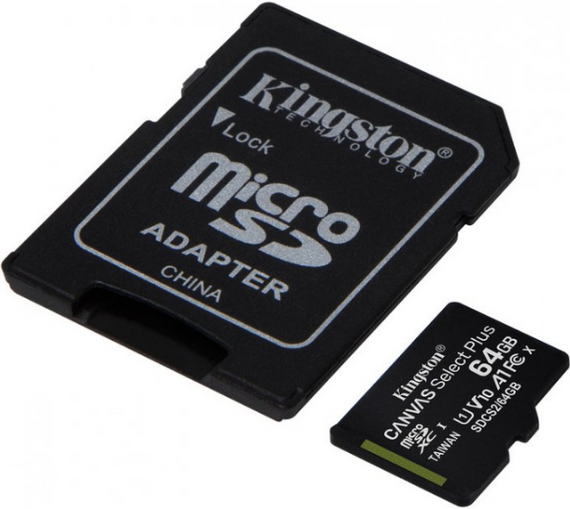 Карта пам'яті microSDXC 64Гб Class 10 (UHS-1) 100Мб/с Kingston  Canvas Select Plus + adapter SD | Зображення 1