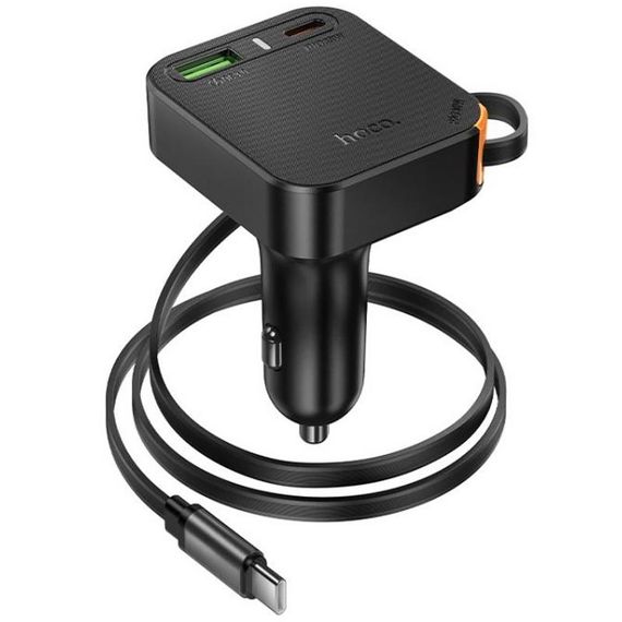 АЗП Hoco NZ18 Guardian PD65W with retractable cable (1USB-A/2C) Black | Зображення 2