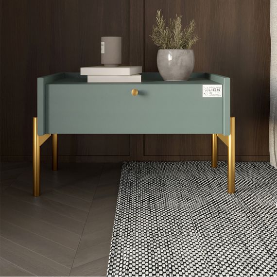 Тумба приліжкова LION Wood з однією шухлядою Граніт сірий (золоті ножки) (LION-041312)