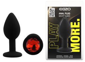 Силіконова анальна пробка EGZO - Silicone Black Round Plug Red, size S Sex Aura