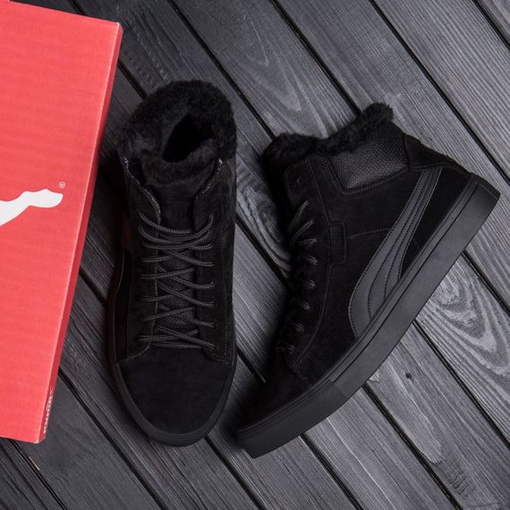 шкіряні зимові ботинки  Puma чорні. | Зображення 8