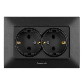 Розетка Panasonic Arkedia Slim двойная с заземлением,черная