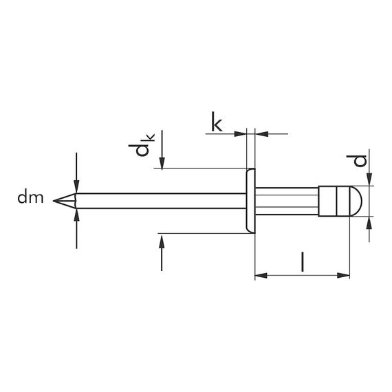 Витяжна заклепка з циліндричним бортиком, 4x8 | Зображення 1
