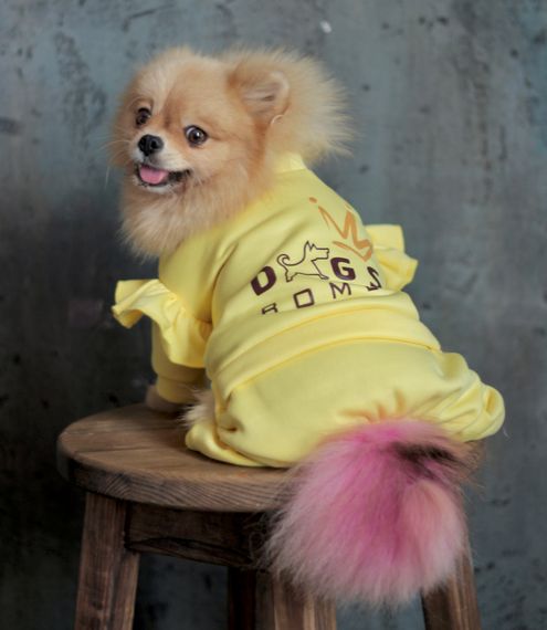 Костюм трьохнитка рюша жовтий D-165