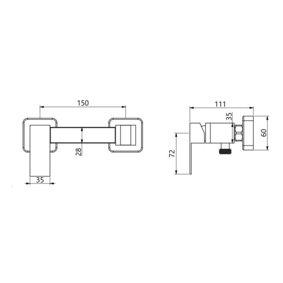 Набір для гігієнічного душу Lidz Kubis 110 Nickel LDKUB110NKS46103 прямокутний | Зображення 1