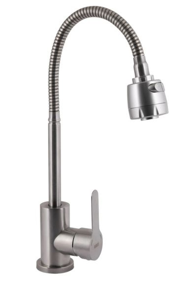 Змішувач для кухні Brinex Pure 015F41 з гнучким виливом Nickel BRIPUR015F41NKL