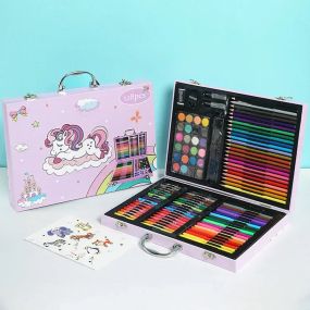 Набір для малювання в кейсі 128 предметів Рожевий