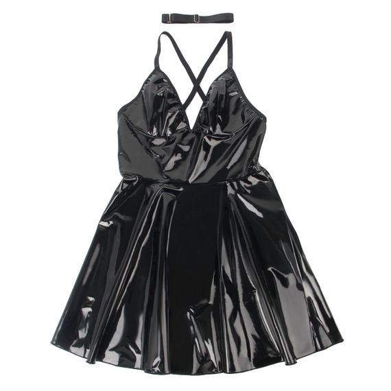 Платье с чокером, глянцевое Star Night Wet Look с имитацией винила, черное, L sexstyle | Зображення 3