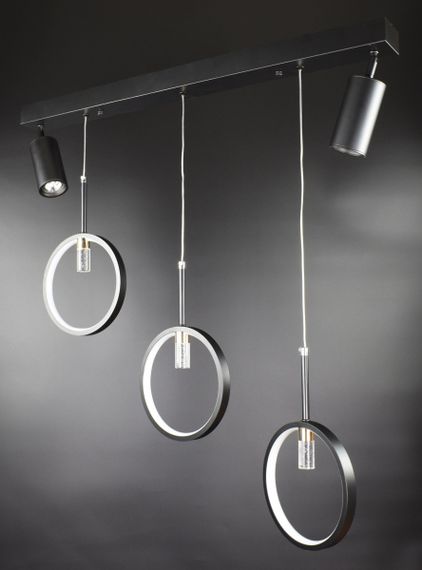 Люстра світлодіодна стельова LED світильник для квартири на стелю лед 26836 Чорний 30-150х6х80 см. | Зображення 1